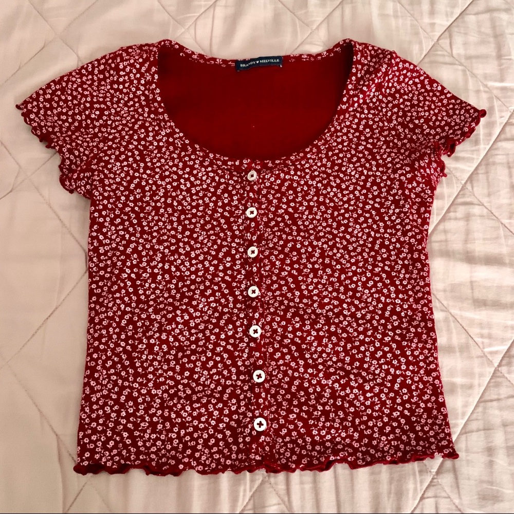 BRANDY MELVILLE red floral zelly top